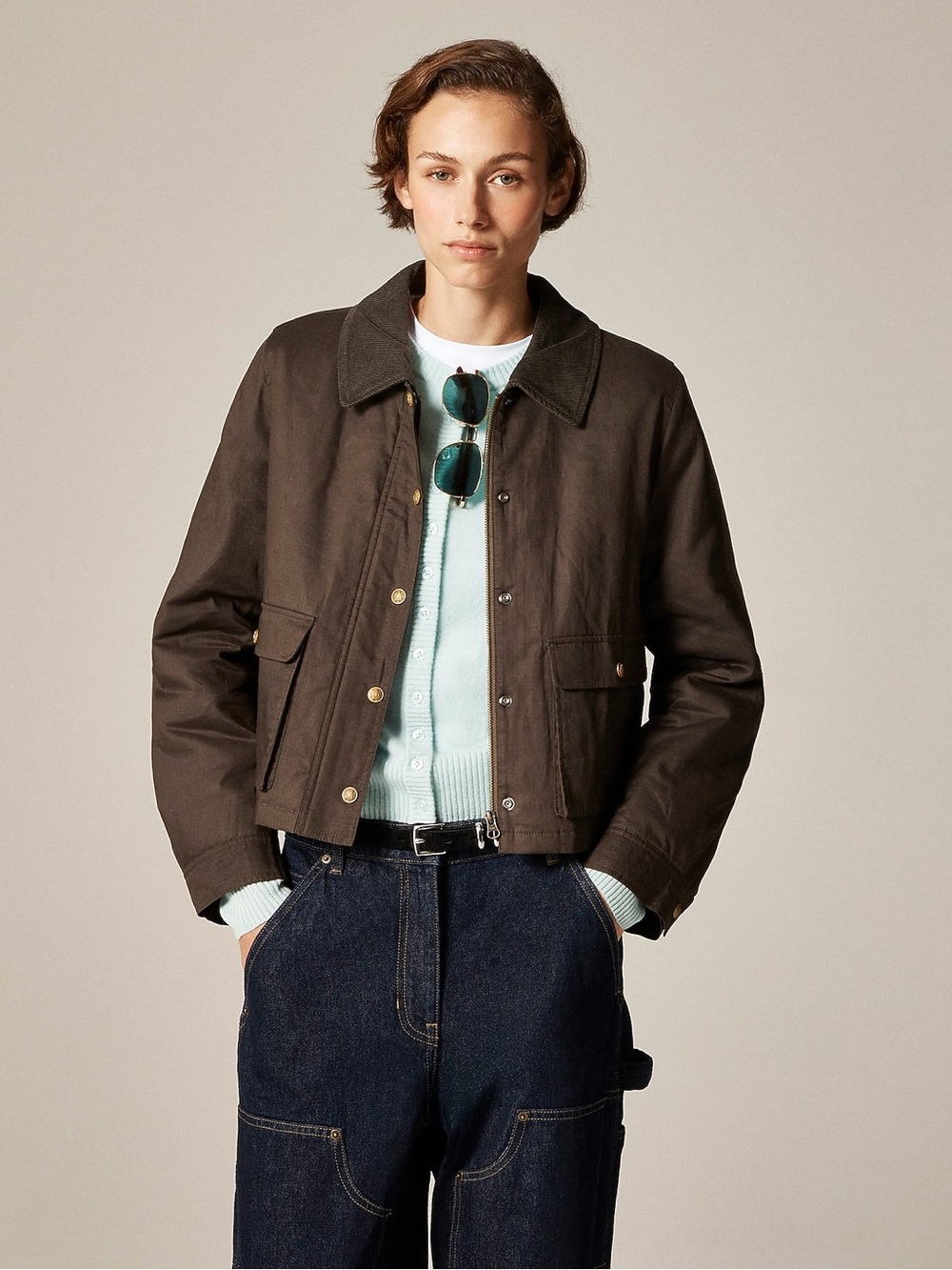 NWOT J Crew Women's cropped Barn Jacket™ in ripstop cotton Sz XS